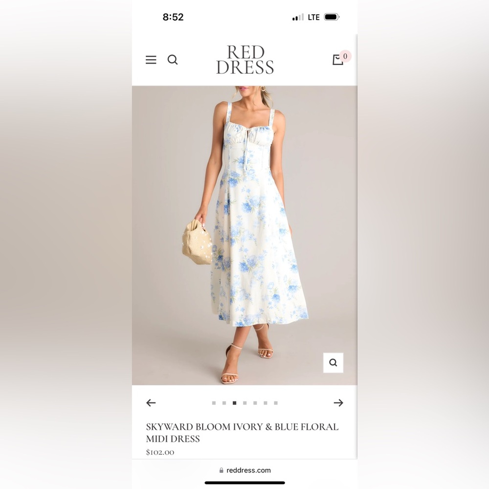 Ivory & Blue Floral Midi Dress